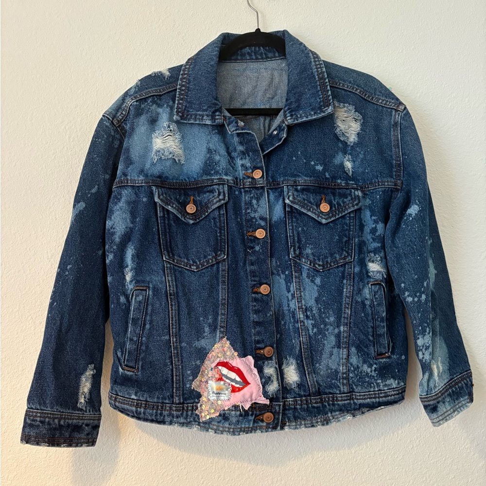 Mrs distressed and embellished Blue Denim Jacket